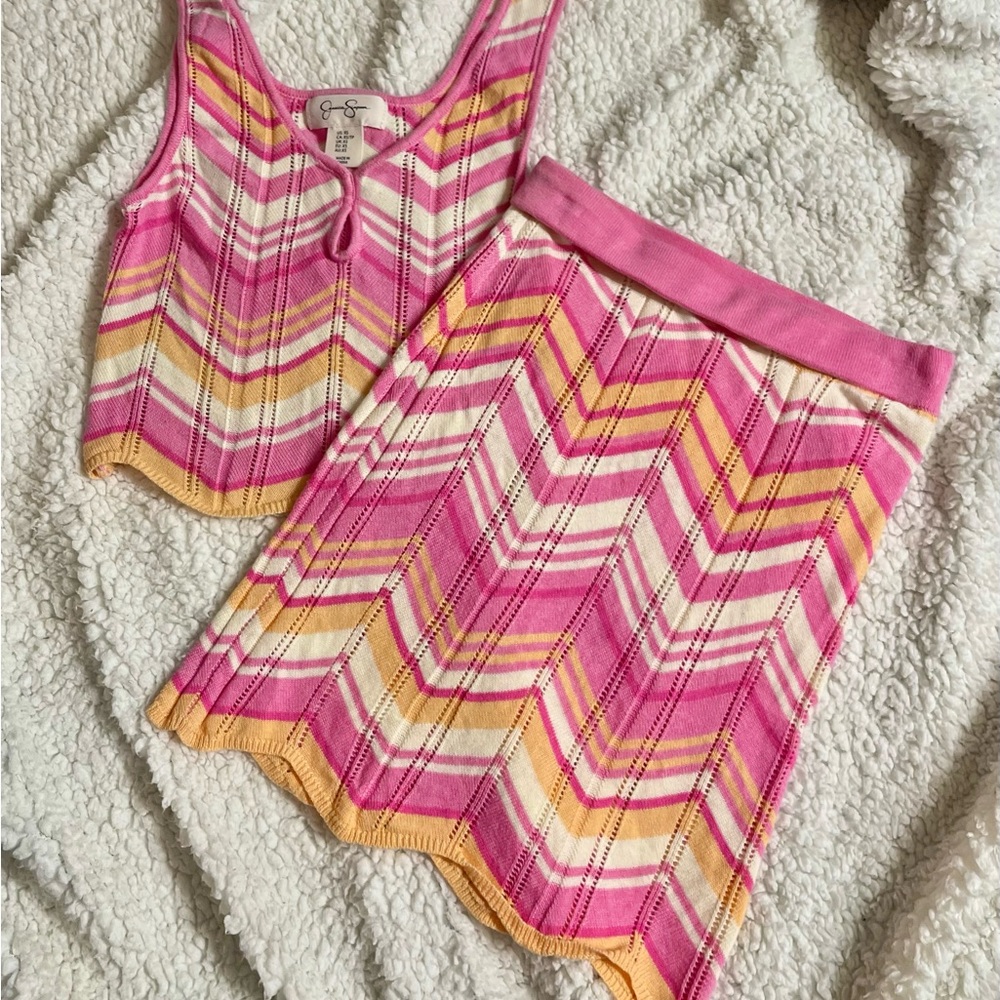 Jessica Simpson Pink and Orange Knit Summer Set